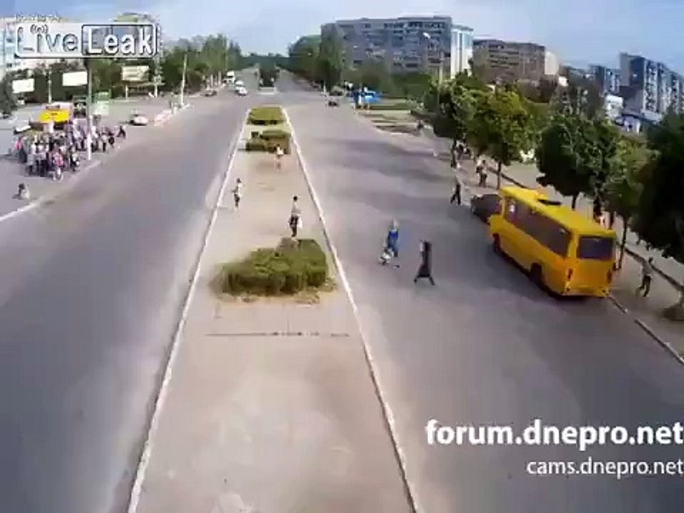 Pedestrian stood no chance. Poor soul...