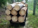 Logging adventures with homemade tractor part8 - full load drive to wood-yard