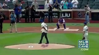 Blind kid's first pitch versus 50 cent's first pitch
