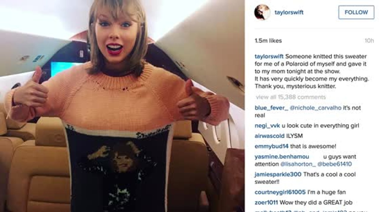 Taylor Swift freut sich über einen Pullover, den ihr ein Fan strickte