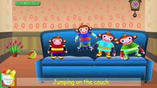Five Little Monkeys Jumping on the Bed Nursery Rhyme   Cartoon Rhymes For Children