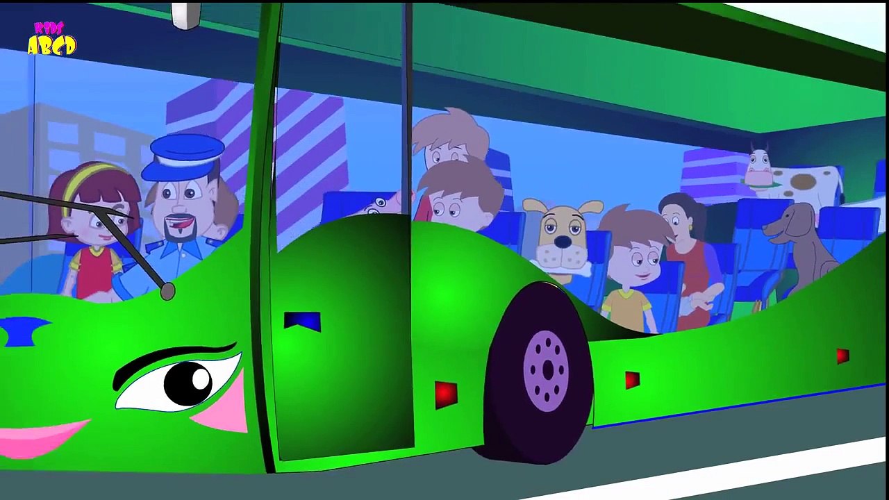 Wheels On The Bus | Green Bus | Nursery Rhymes For Children | HD Version