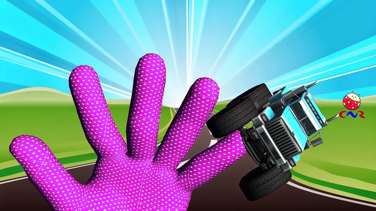 Finger Family Monster Trucks Cartoons | Fire Truck, Ambulance & Police Cars in Children Rhymes