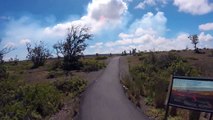 Biking in Hawaii Volcanoes National Park. Crater Rim Trail. Halema'uma'u Crater
