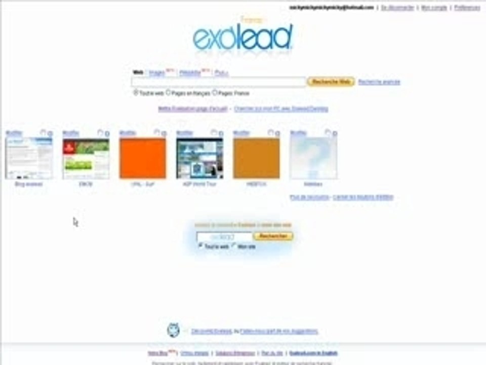 Utilisation d'exalead sur votre site web