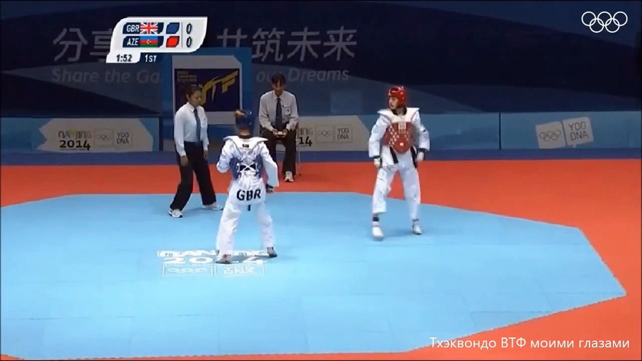 TAEKWONDO WTF. NANJING 2014 YOUTH OLYMPIC GAMES. WOMEN'S-44 KG. SEMI-FINAL (GBR-AZE)