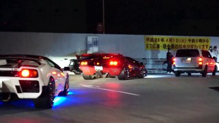 【首都高】深夜の辰巳にスーパーカー集団登場！/Full acceleration R8 and Supercars