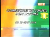 Communiqué du Conseil des Ministres du Mercredi 10 août 2011 (2ème Partie)