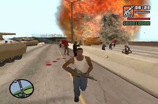 gta-sa cj marulete y el tio gilipollas van a la guerra