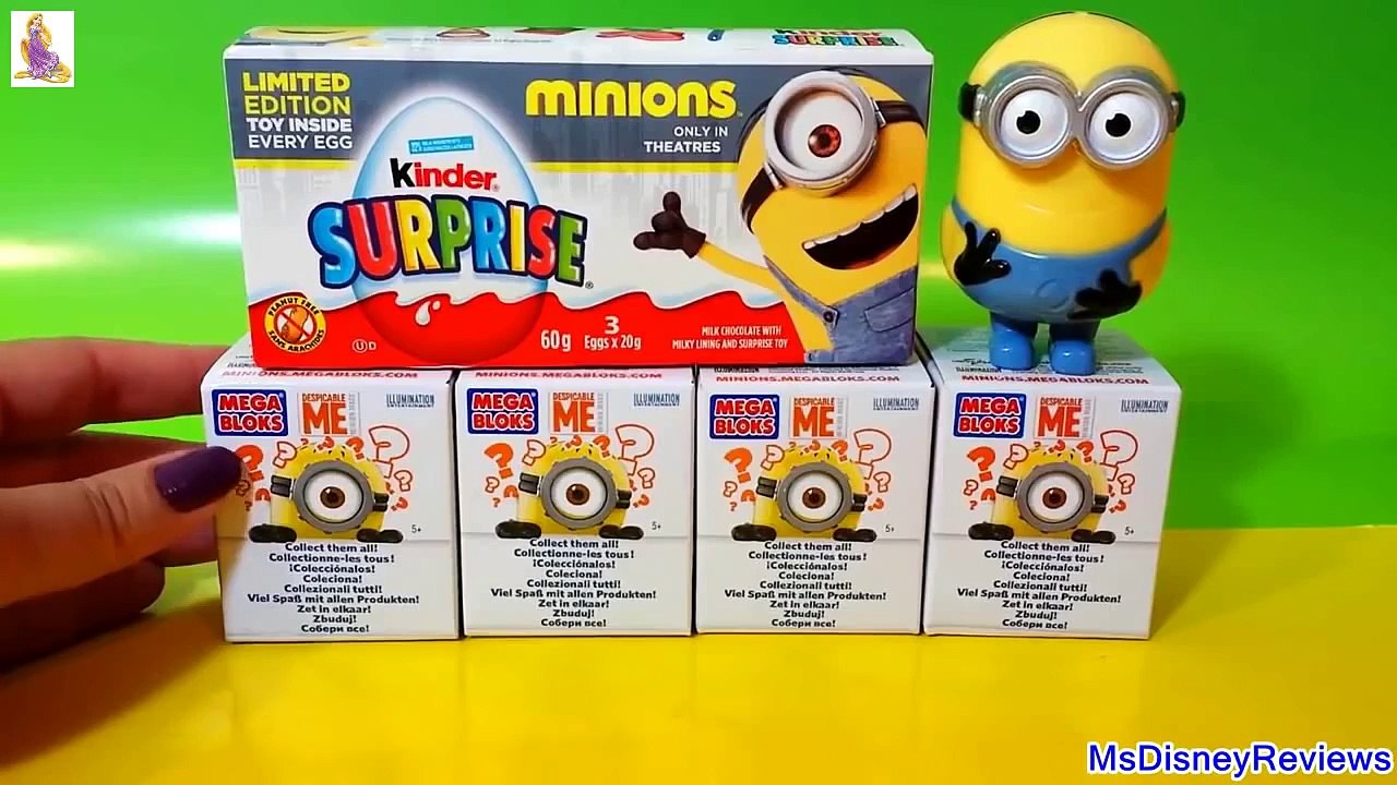★★ Opening Minions Kinder Surprise Eggs Blind Box and Mega Bloks Toys Ms Disney Reviews ★★