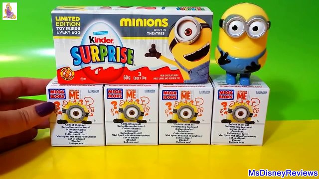 ★★ Opening Minions Kinder Surprise Eggs Blind Box and Mega Bloks Toys Ms Disney Reviews ★★
