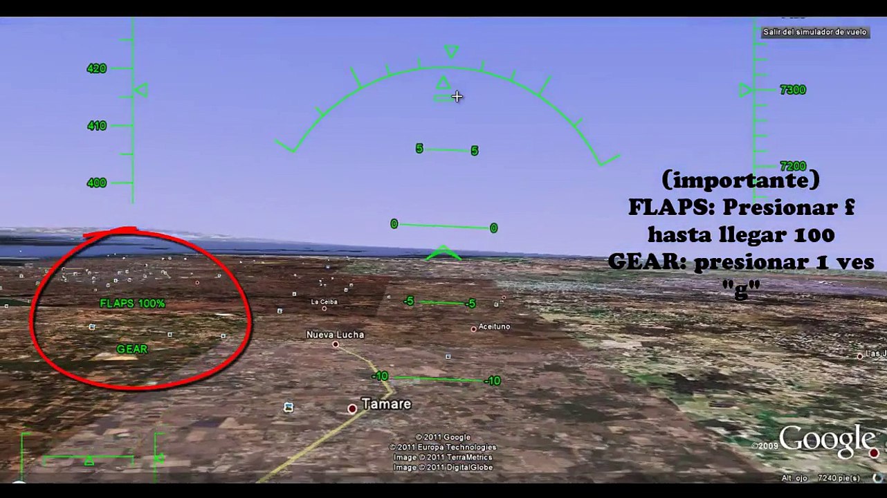 como aterrizar y despegar en el simulador de vuelo  google earth
