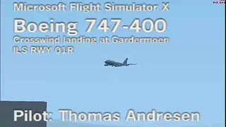 FSX - Boeing 747-400 - Crosswind landing Gardermoen