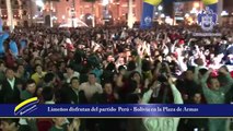 Gran aliento por triunfo de Perú sobre Bolivia en Plaza de Armas