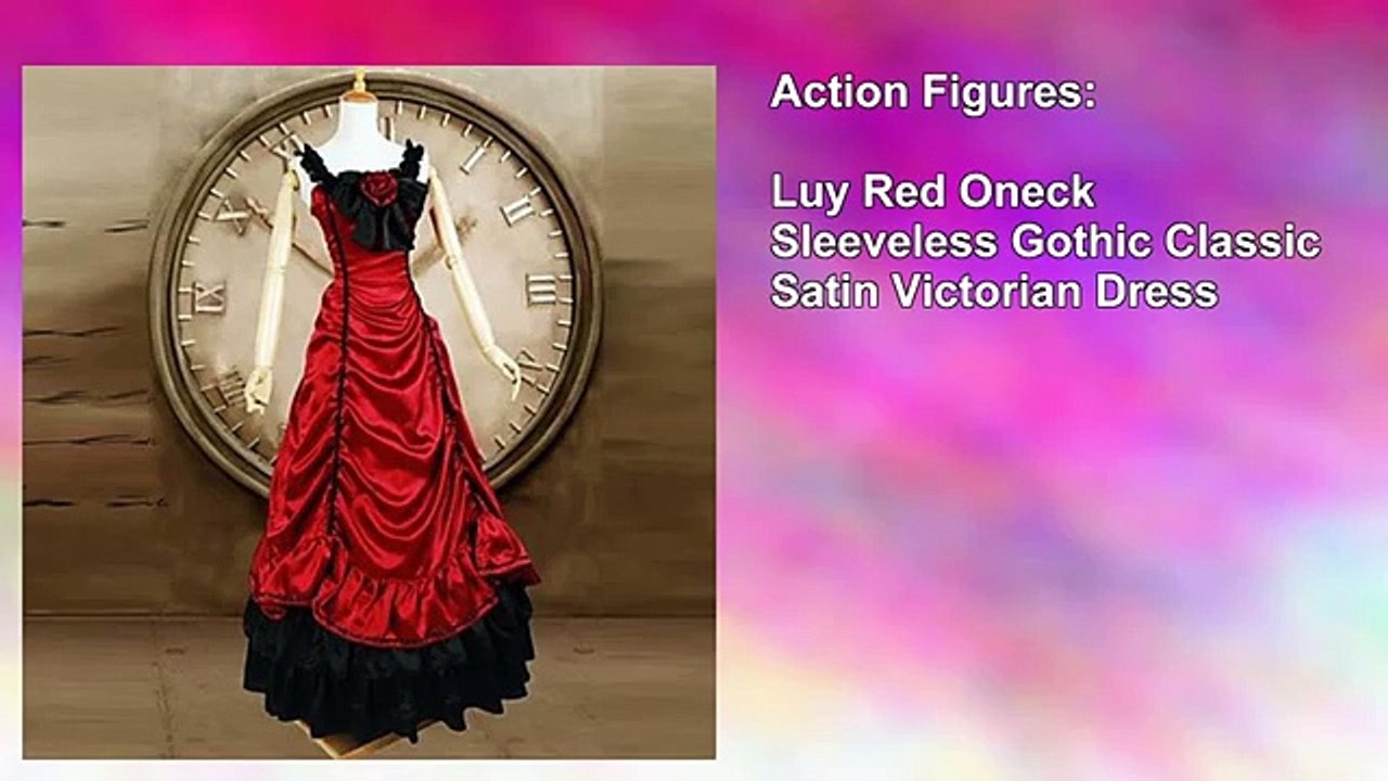 Luy Red Oneck Sleeveless Gothic Classic Satin Victorian Dress