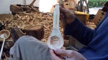 Part 1 carving the spoon with bent knives.