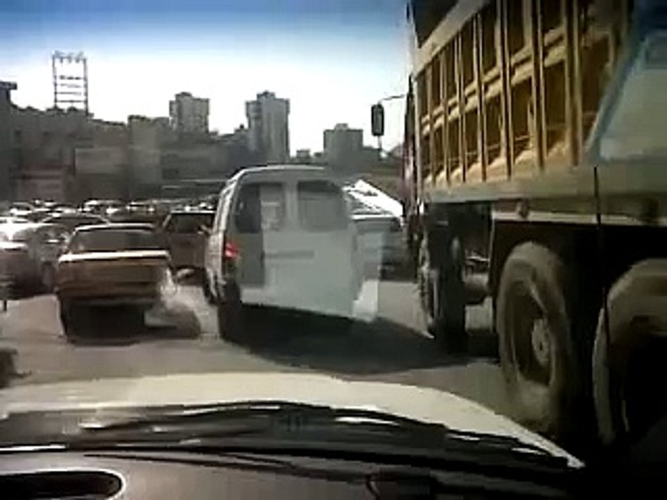 Huge concrete pump Rolls over