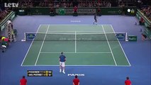 [HD]FUNNY! Del Potro Jumps Over the Tennis Net | Quarter-final Hot Shot (Federer) | ATP Paris 2013
