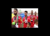 فيديو حصري  لحظات تاريخية  لأول مرة يتم ترديد نشيد فلسطين في مباراة رسمية على أرضها وبين جماهيرها