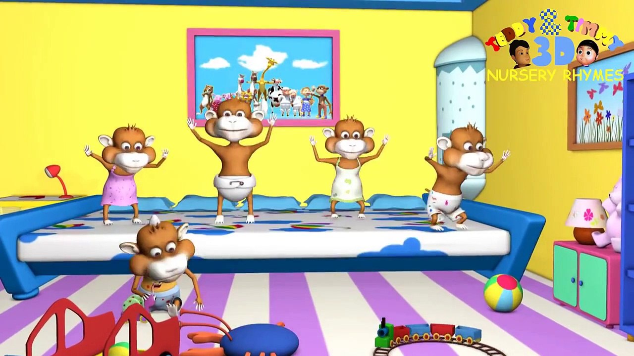 Five Little Monkeys Jumping On The Bed   Children's Song Nursery Rhyme for Babies  Toddlers   Kids