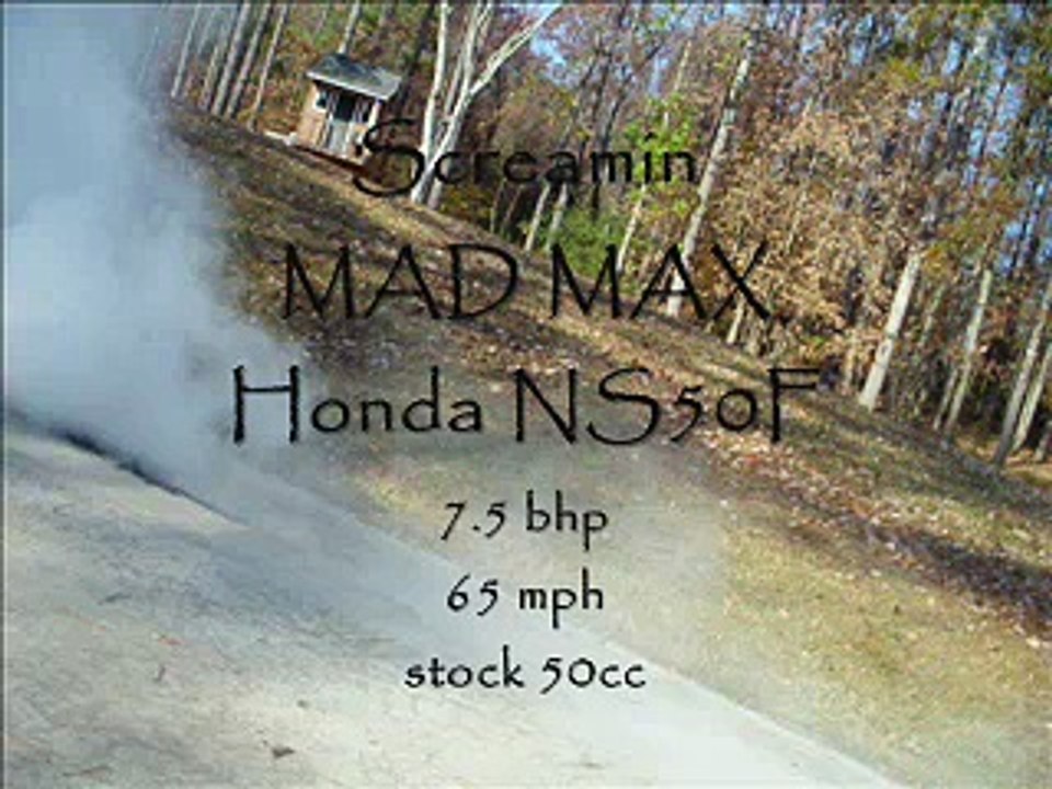 1990 USA Honda NS50 BUZZ BY at 65mph and 11,000 rpm 50cc - Stealthed in Mad Max Black