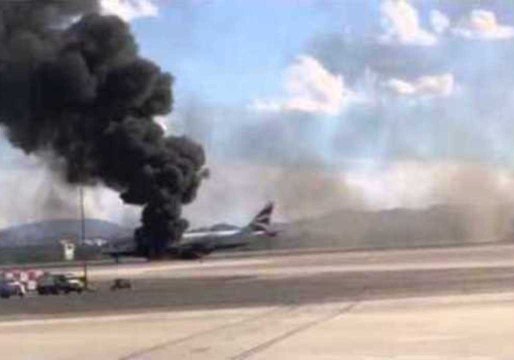 British Airways Plane Catches Fire at Las Vegas Airport