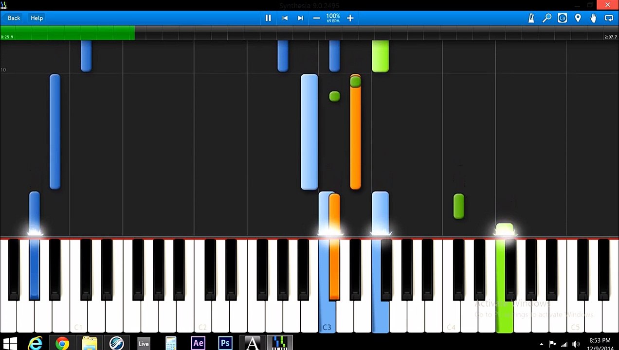"The Christmas Song" Nat King Cole Piano Tutorial Cover of Popular Songs (Synthesia)