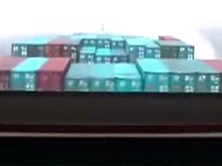 Container ship in big storm