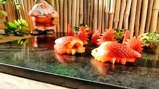 Art In Strawberry Turtles   Fruit Carving Garnish   Party Food Decoration