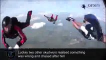 Dramatic moment unconscious skydiver rescued mid-air captured on helmet camera