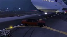 GTA V - How To Steal A Passenger Plane/Jumbo Jet + Plus Fall From Super High With No Parachute!