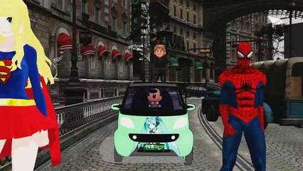 Wheels on the Bus by Mickey Mouse Spiderman Frozen Anna Elsa Kristoff & Super Woman1