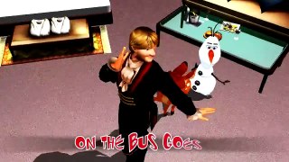 Wheels On The Bus Frozen Kristoff, Olaf & Bambi!!   Nursery Rhyme Dance Steps 3D1
