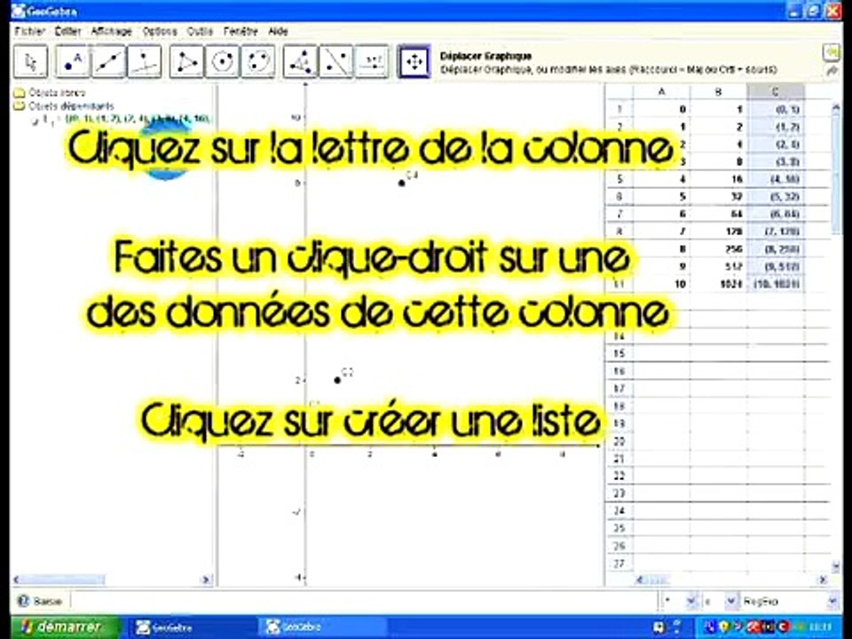 Geogebra- comment tracer une courbe avec un nuage de points