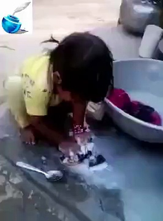 Baby washing the cloths