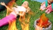 Disney Frozen Kids Girl Scout Camping with Frozen Elsa and Barbie Catches on Fire Part 2