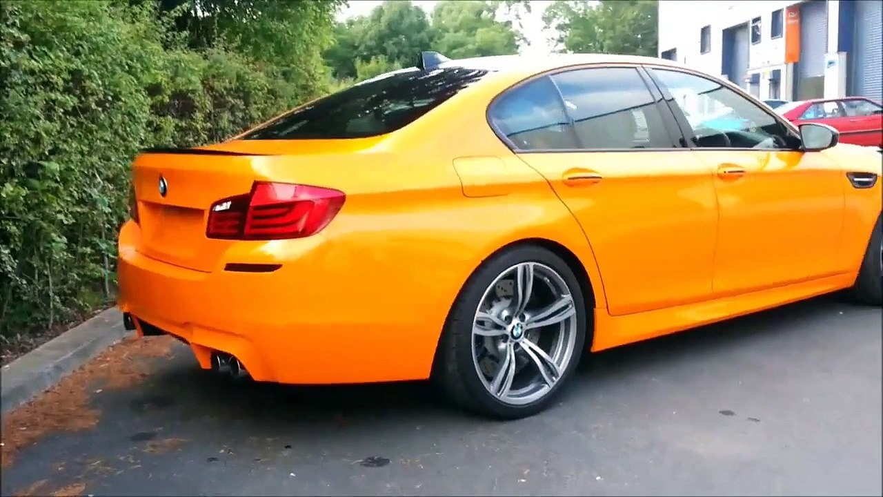 BMW M5 orange gloss vinyl wrap. Carstyle.ie