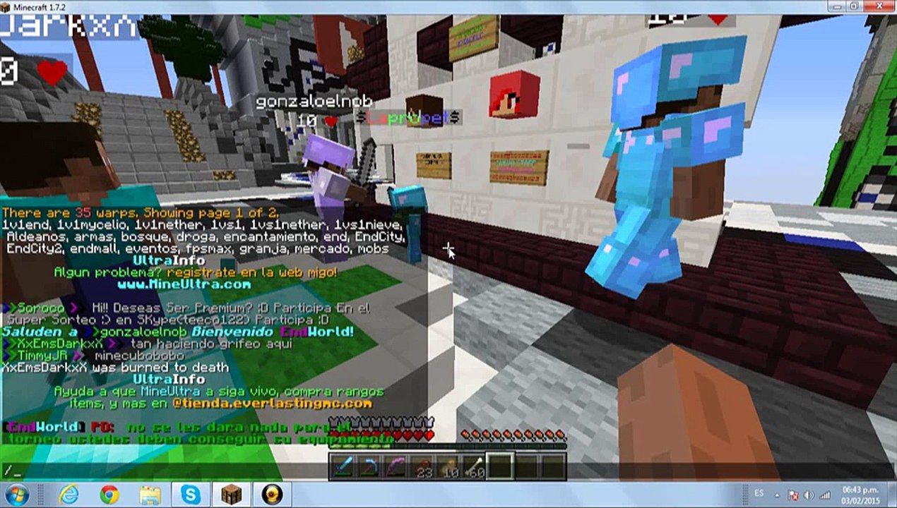 Server de minecraft con pets, pvp, lobby , spawn ,1vs1,parcelas etc.