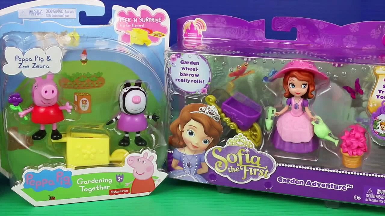 Sofia The First vs Peppa Pig Play Doh Gardening Together Garden Adventure Zoe Zebra DisneyCarToys
