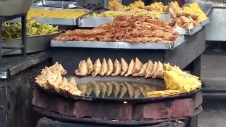 Indian Street Food in Old Delhi   Gali Paranthe Wali, Naan Bread and Spice Market