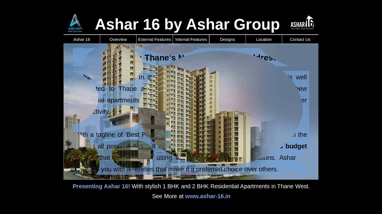 Ashar 16 offers 1 BHK and 2 BHK Residential projects in Thane West