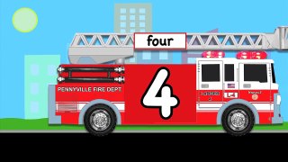 Learn Numbers Fire Truck #1    Count to 10  Firetrucks Animation for Kids HD | song for children