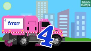 Pink Street Sweeper Trucks Count Numbers 1 to 10   Number Counting for Kids | song for children