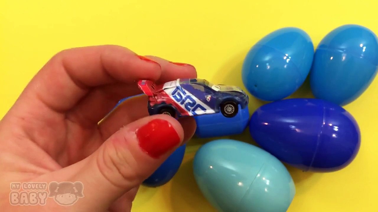 Opening 10 Blue Surprise Eggs with Spiderman Disney Frozen My Little Pony Toys