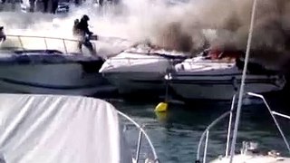 Boats on fire in Puerto Banus