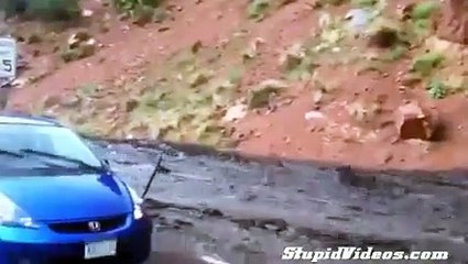 Mudslide Washes Away Car