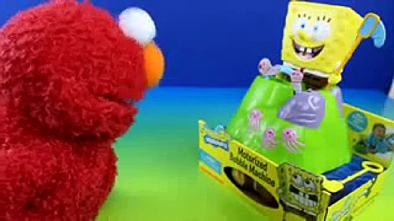 Spongebob Squarepants Motorized Bubble Blower Sesame  Elmo tries to eat the Bubbles!