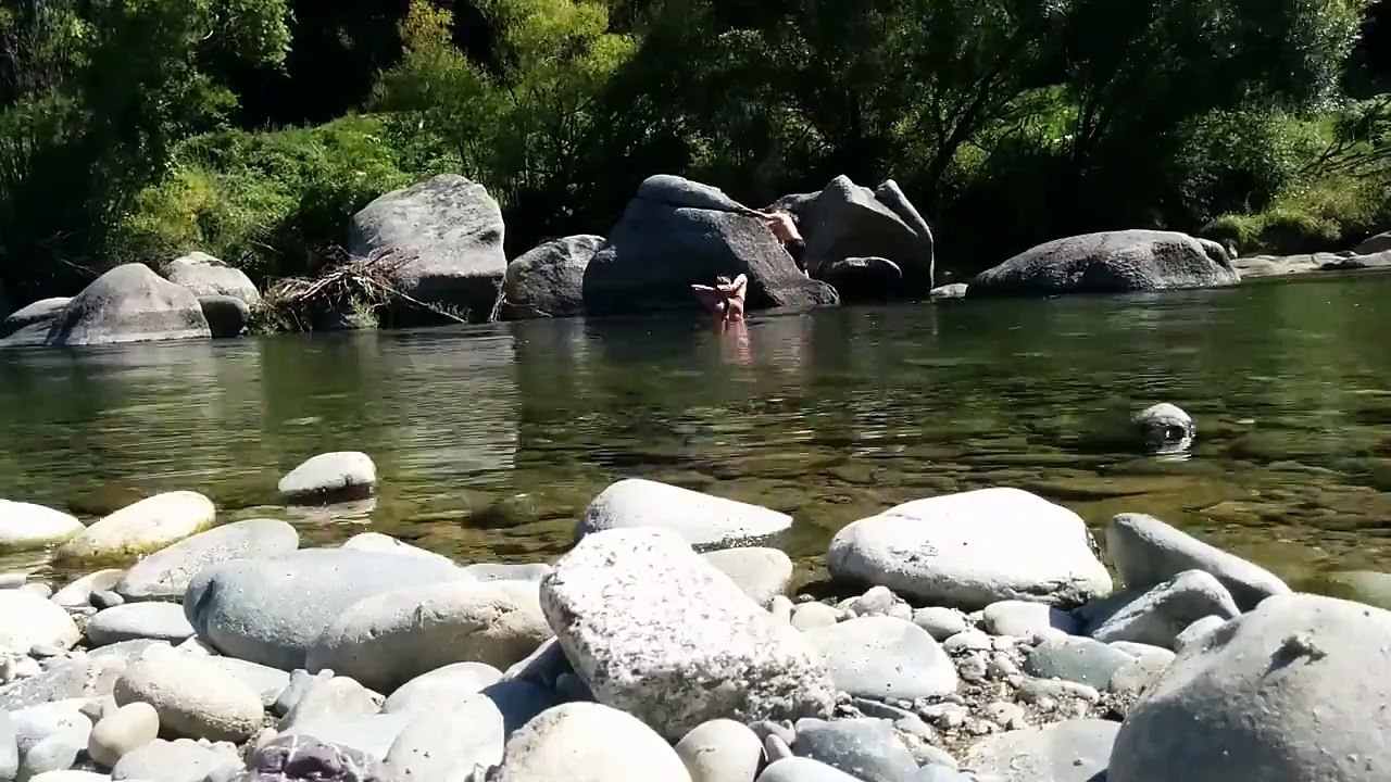 Swimming in the Motueka river.