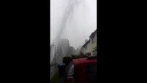Burst water pipe spouts 40ft fountain