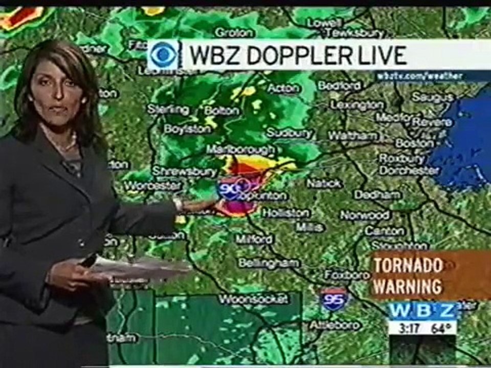 Tornado warning on  wbz /Wcvb